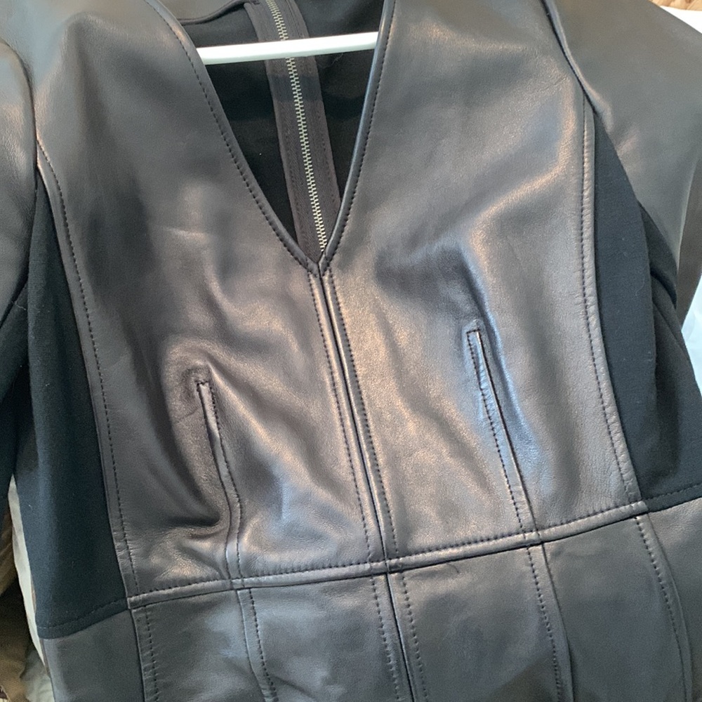 DVF fitted leather mini dress. Size 2 but fits more like a 0